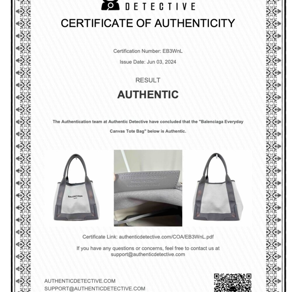 Balenciaga Cabas Tote Bag + Pouch in Grey Leather & Ivory Canvas (BAXX190) - Picture 12 of 12